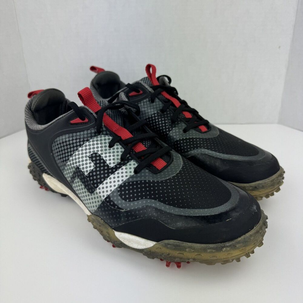 FootJoy Freestyle Golf Shoes Mens 11.5 M Black Red Gray Flex Zone Spiked 57333